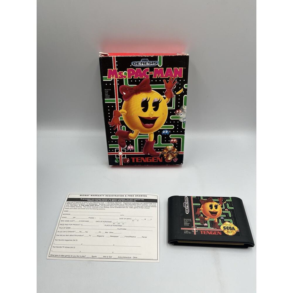 Ms. Pac-Man (Sega Genesis, 1991) Complete CIB Tested Cardboard Box